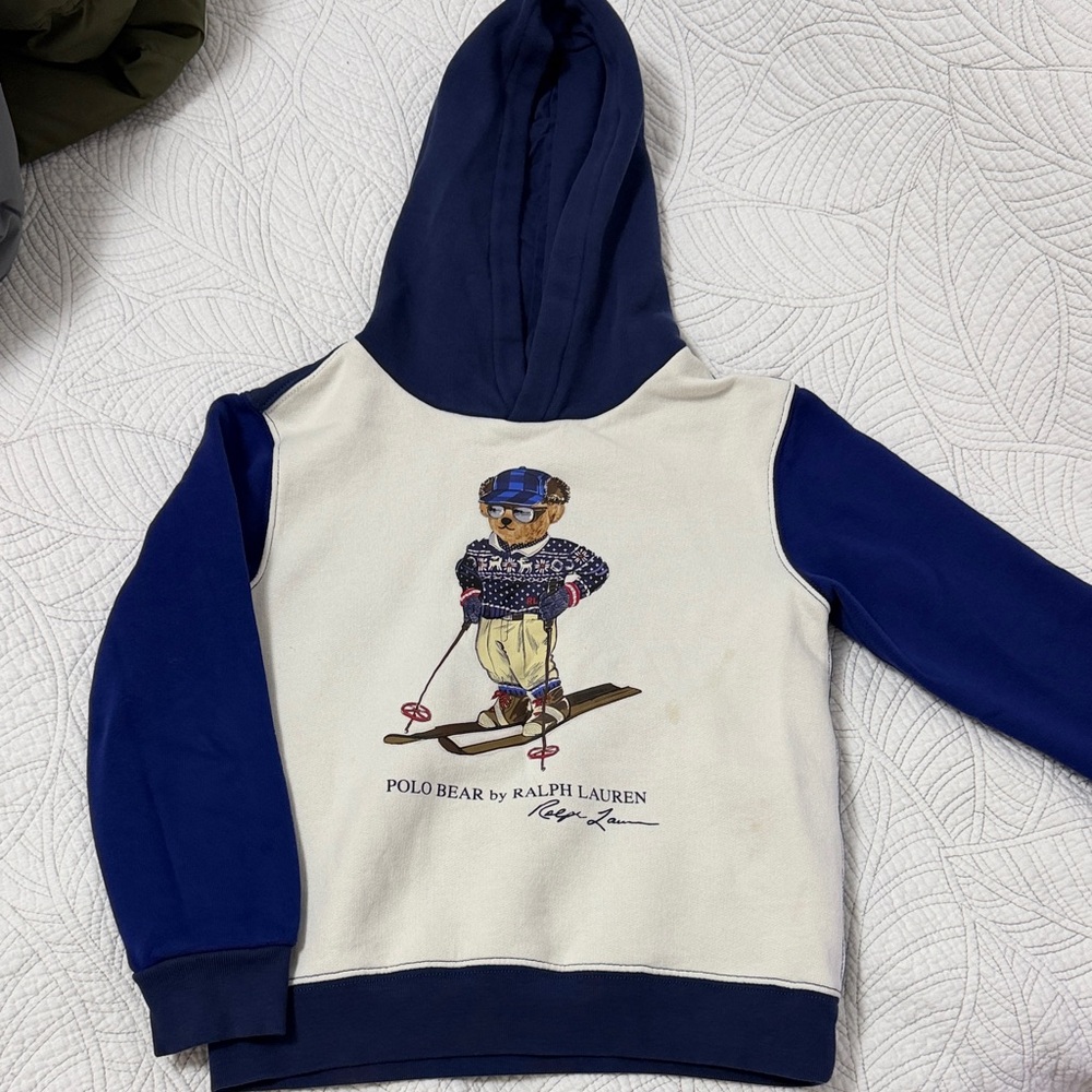 Ralph Lauren Kids Navy and Cream Ski Bear Hoodie